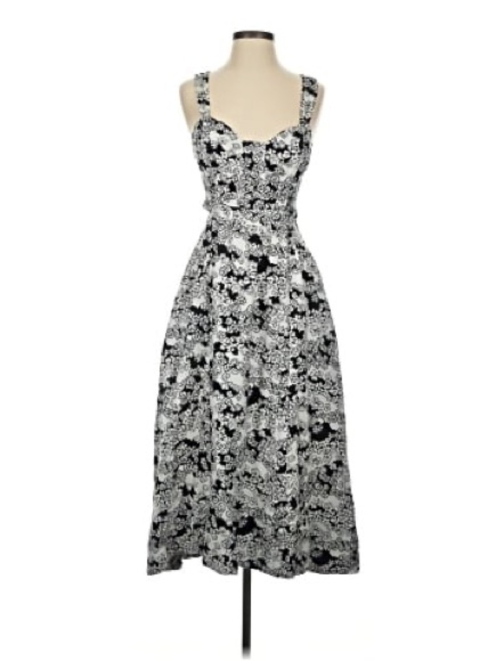 Anthropologie Black and White Floral Midi Dress